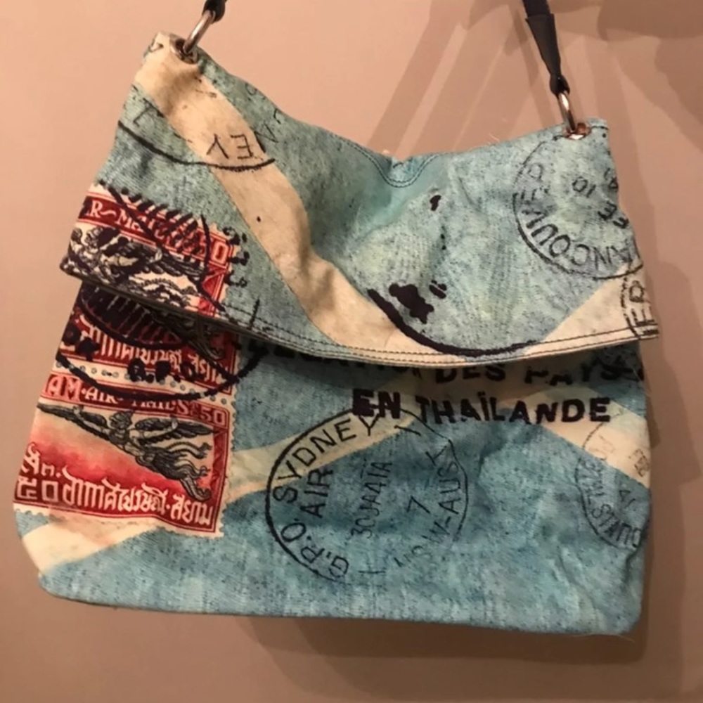 Postage Pattern Blue Messenger Bag - image 1